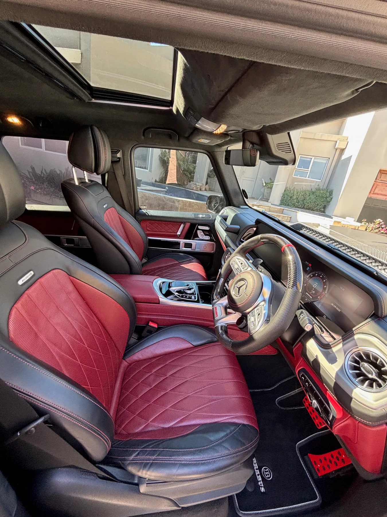 Red and black Brabus interior after detailing
